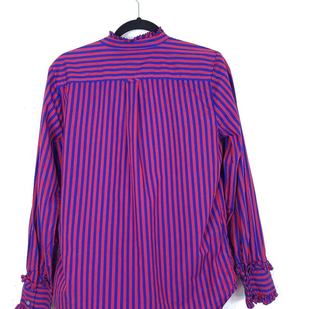 J.CREW Ruffle-Trim Tuxedo Shirt In Stripe